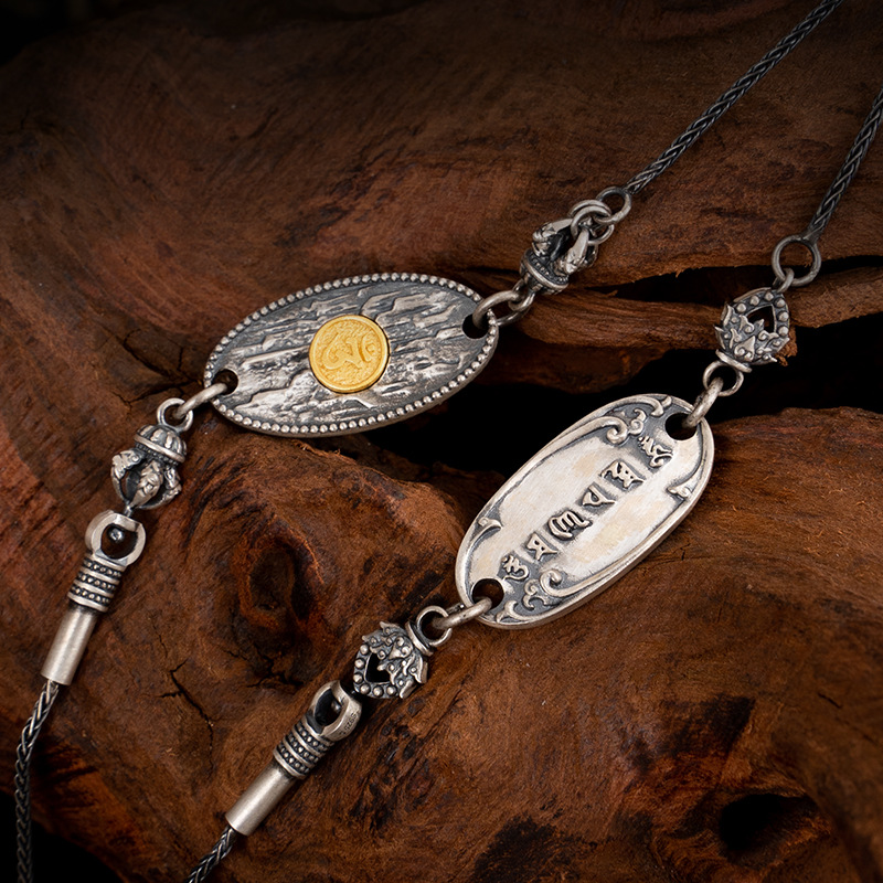 Tibetan Style Pure Silver Green Tara Fine Craft Necklace