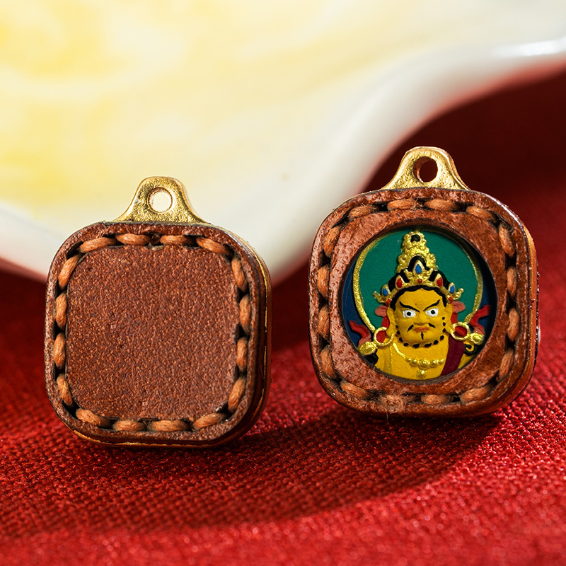Leather Small Box Rubbing Painting Thangka Pendant