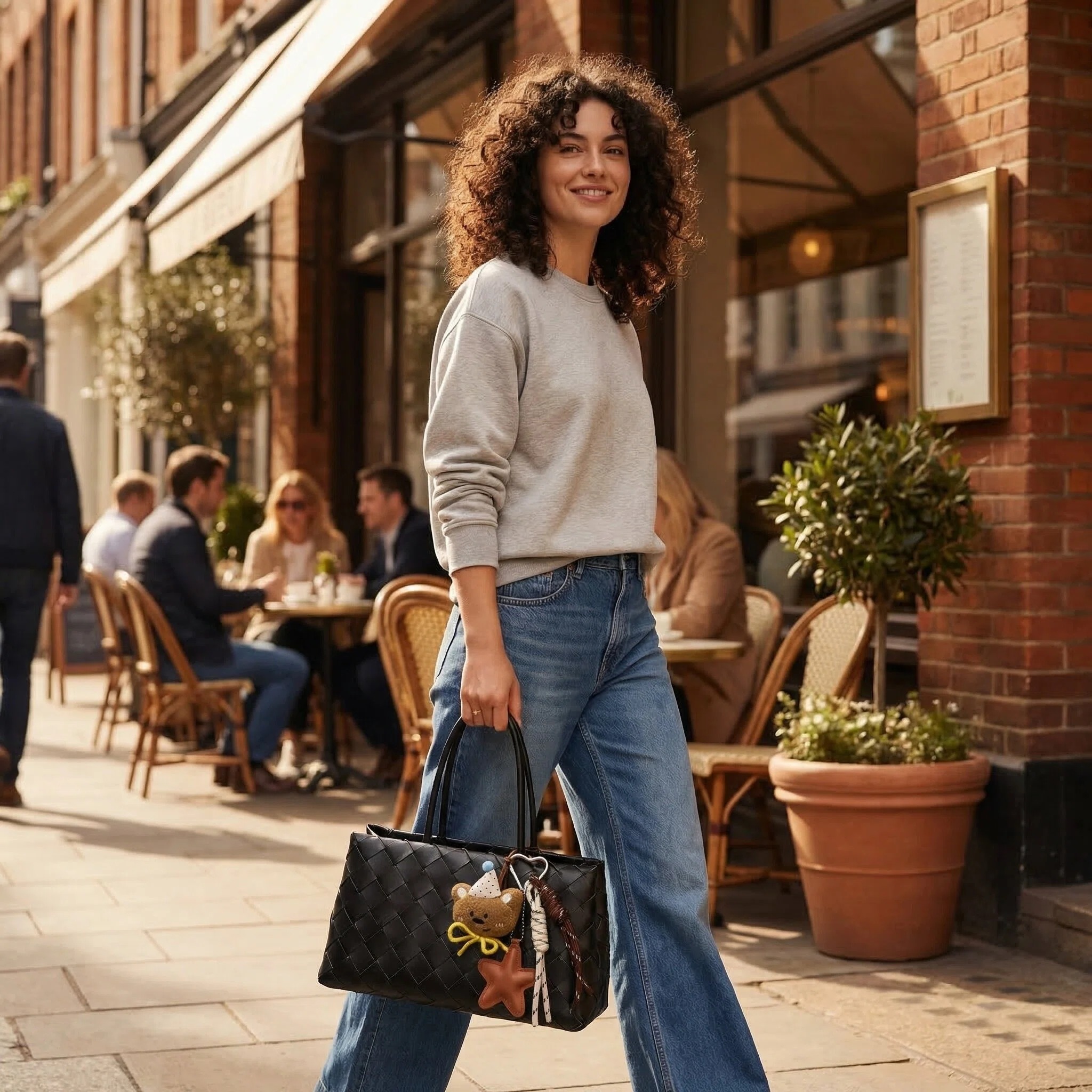 {"default":"Durable shoulder strap detail of woven leather tote bag"}
