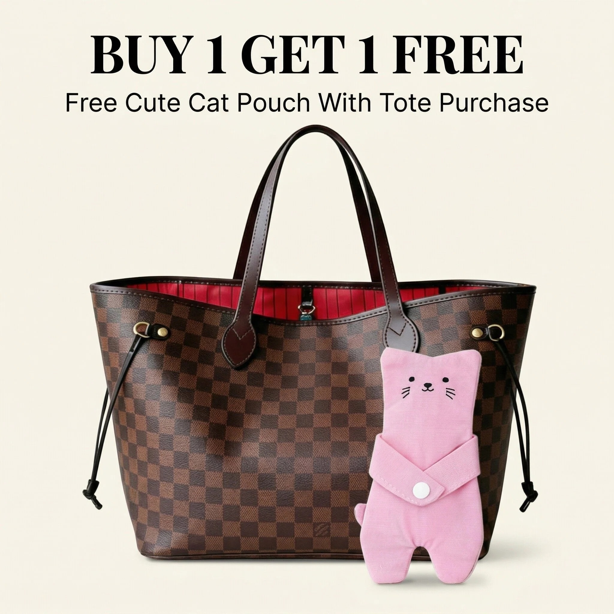 Classic checkered tote bag for women, spacious everyday tote for work and daily use