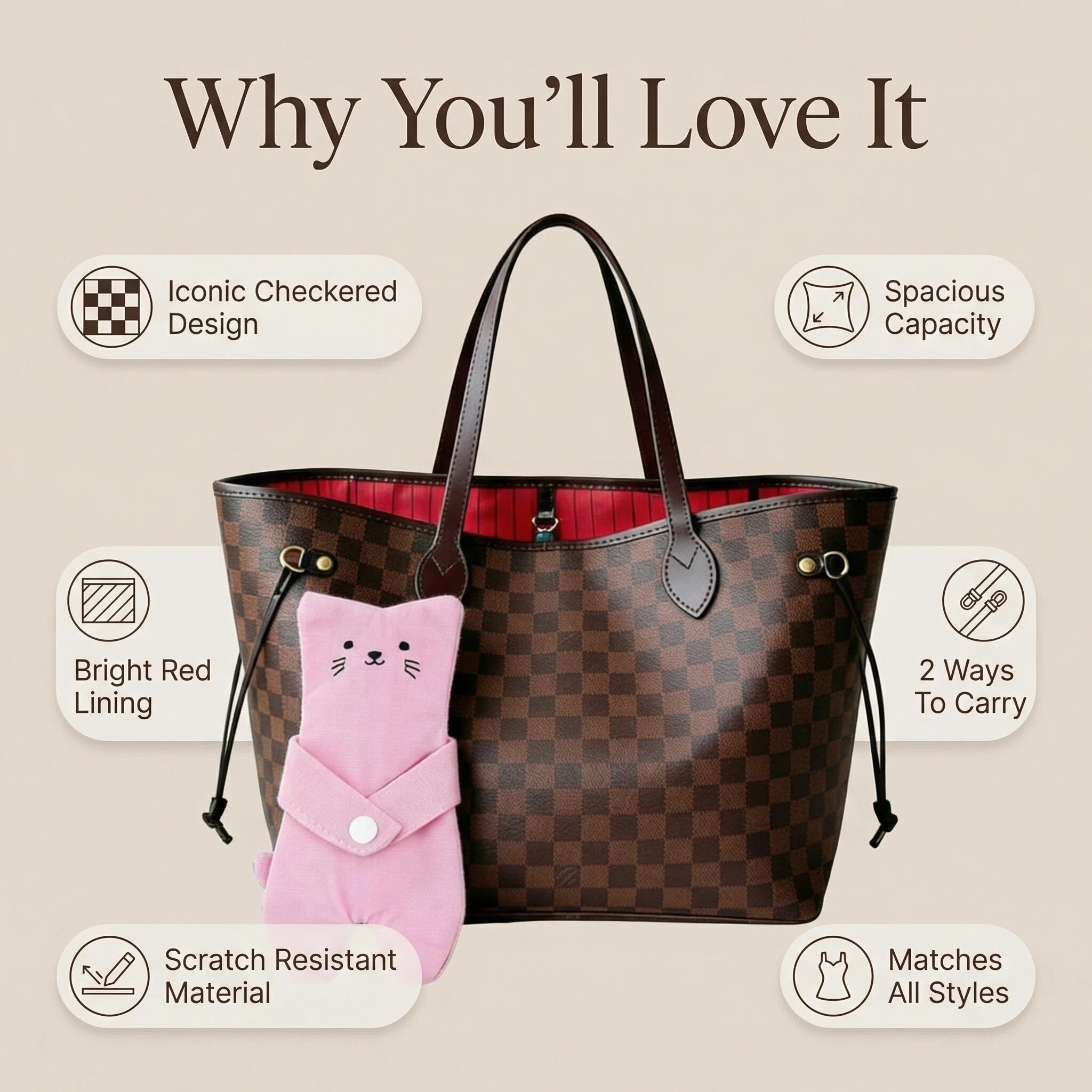 {"default":"comfortable shoulder straps on checkered tote bag for all-day carrying"}
