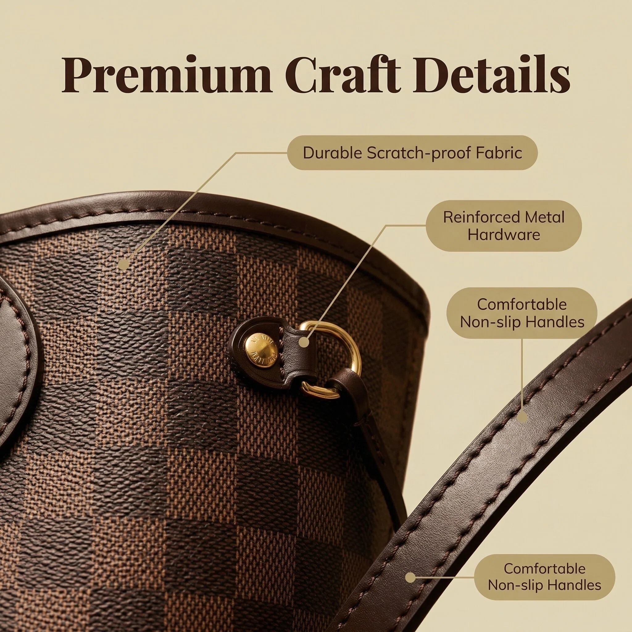 Checkered tote bag for women with large capacity, perfect for work and commuting