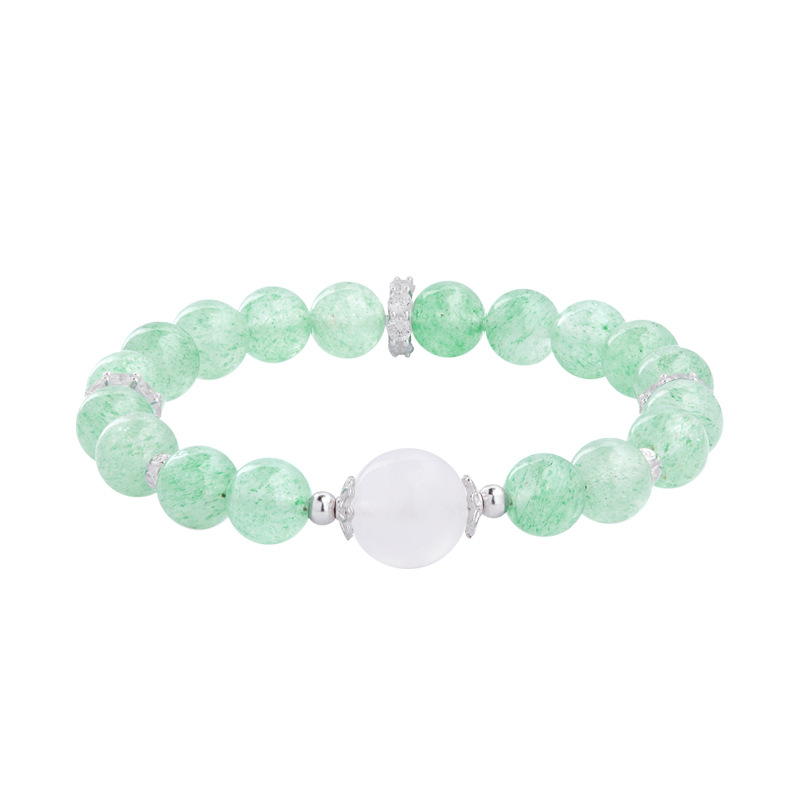 S925 Sterling Silver Green Strawberry Moonlight Fortune Bracelet