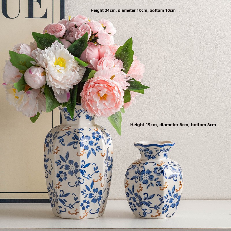 Blue and White Porcelain Vintage Ceramic Vase