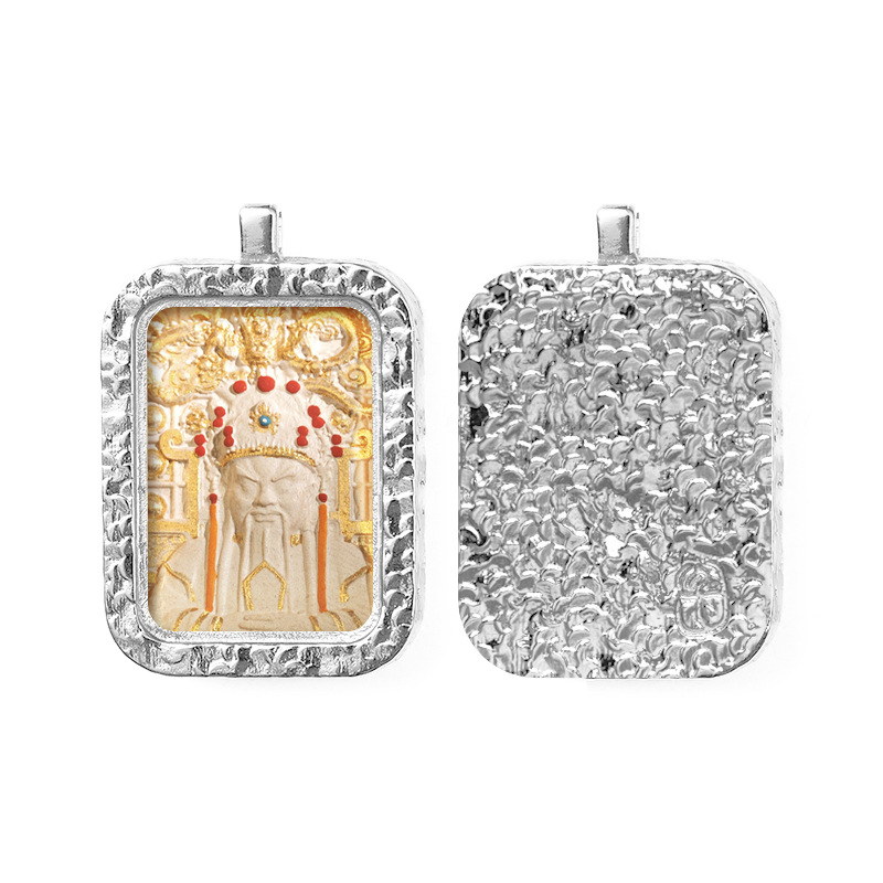 Hand-painted Rubbing Thangka White Copper Pendant