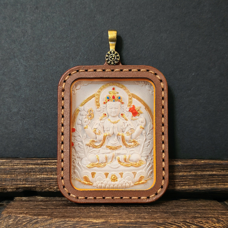 Collection Tibetan Style Incense Ash Dot Painting Thangka Buddha Pendant