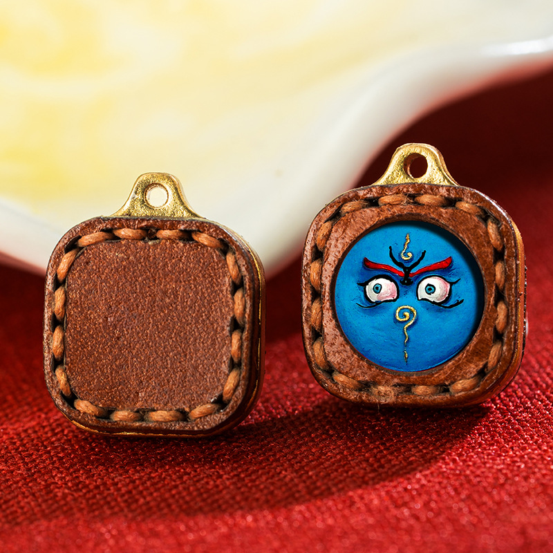 Leather Small Box Rubbing Painting Thangka Pendant