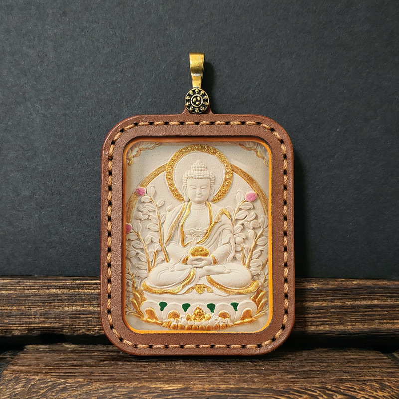 Collection Tibetan Style Incense Ash Dot Painting Thangka Buddha Pendant