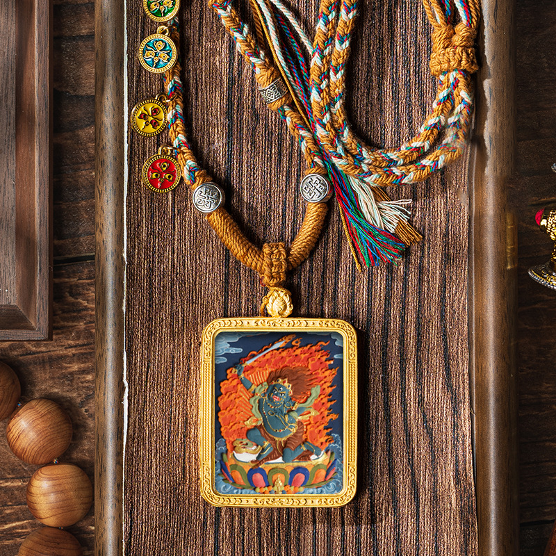 Hand-painted Pendant Six-Word Mantra Thangka