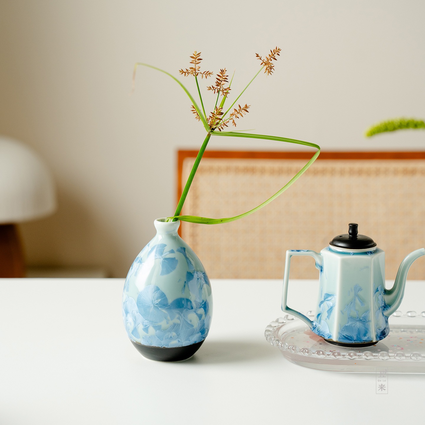 Kiln Change Glaze Crystal Ice Flower Blue Ceramic Vase