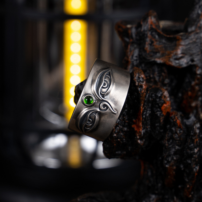 Tibetan Pure Silver Green Tara Ring