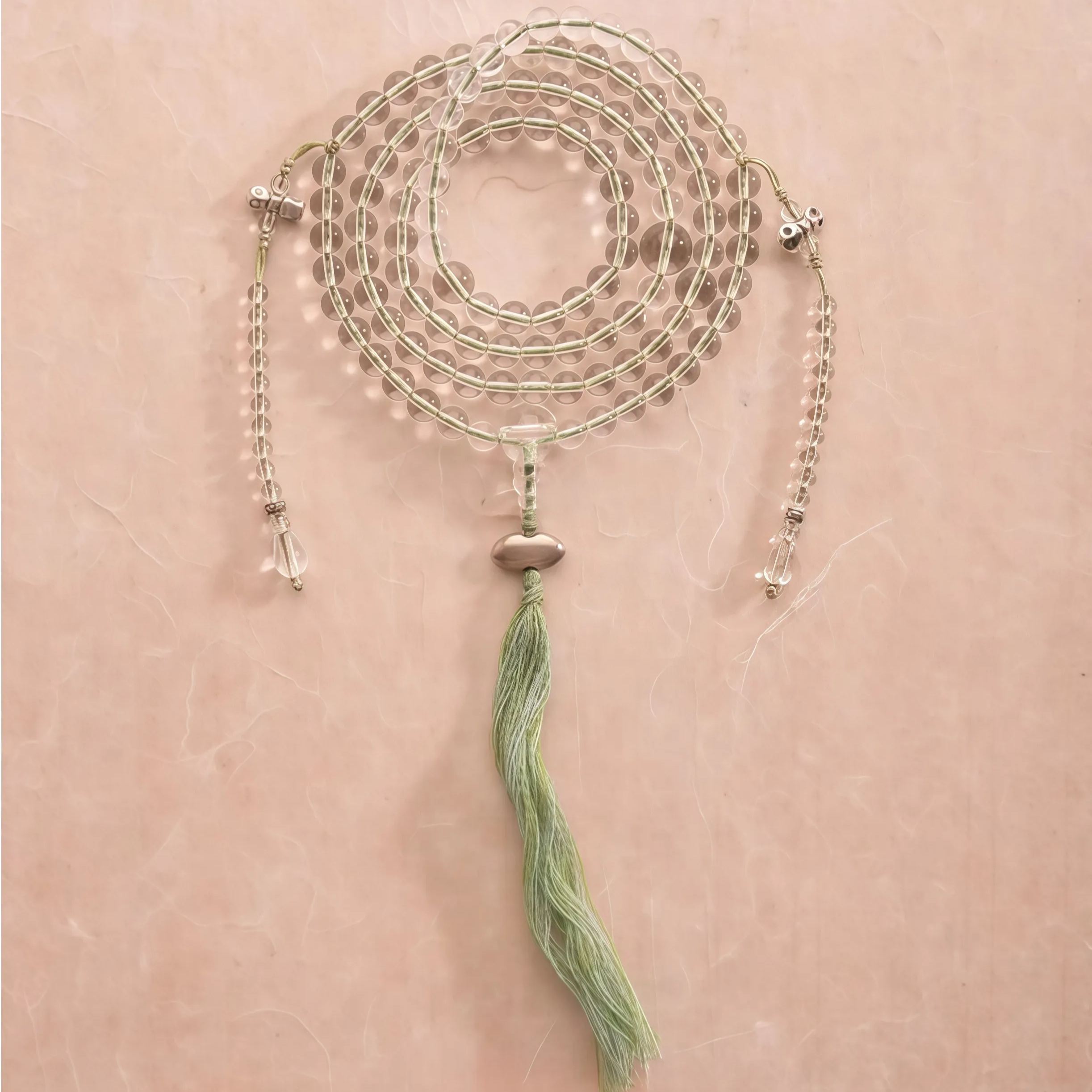 White crystal 108 beads Buddhist prayer beads bracelet