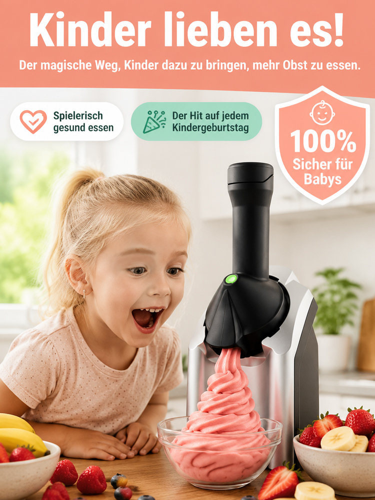 【100% Vegan und Laktosefrei】Vollautomatische Eiscrememaschine✨Erhält 98% der Vitamine. Die ultimative gesunde Eismaschine 100% reines Fruchteis in wenigen Sekunden. 0g Fett. 0g Zuckerzusatz. Perfekt für die ganze Familie.