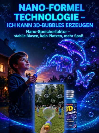 Vergessen Sie winzige Seifenblasen, die sofort platzen. Mit unserer professionellen, hochflexiblen Pflanzen-Makromolekül-Technologie erschaffen Sie gigantische, schwebende Wale oder Hasen in der Luft – ein Spektakel für jedes Alter!