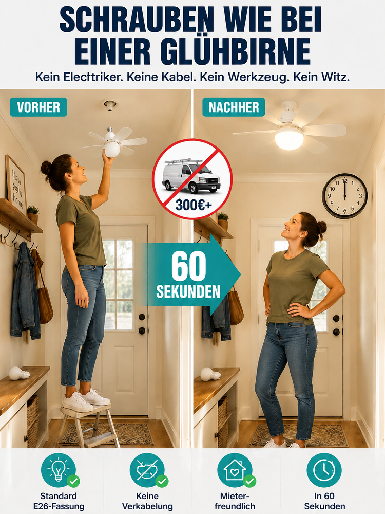 2-in-1 Verstellbarer Ventilator mit Beleuchtung