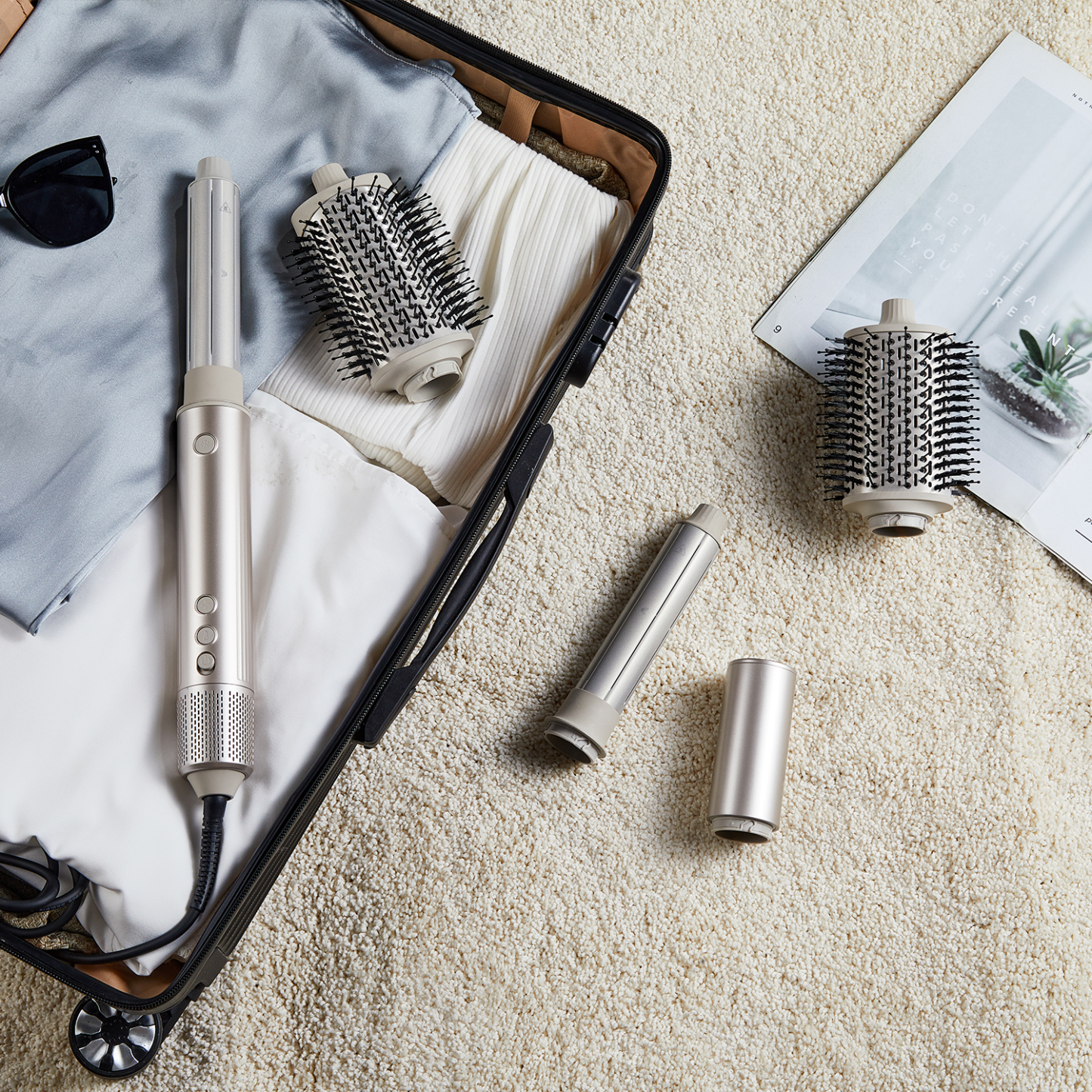 SaharaCurl RQ30 Automatisk 5-i-1 Varmluftsborste med Locktång | 110,000 RPM för Snabb Torkning | Frizzy Fria Lockar & Volym