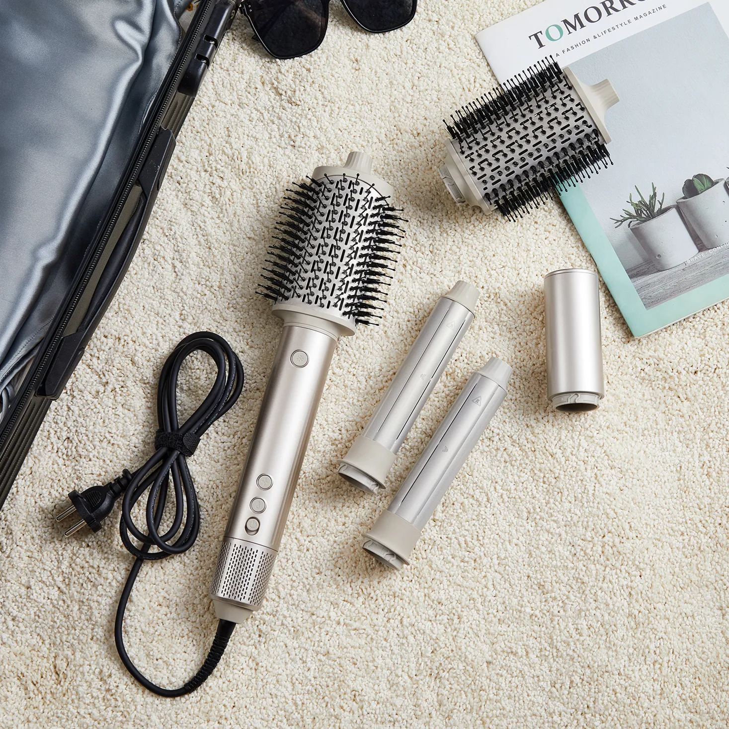 SaharaCurl RQ30 | Automatic 5-in-1 Hot Air Styler with Curling Iron | 110,000 RPM Fast Drying | Frizz-Free Curls & Volume