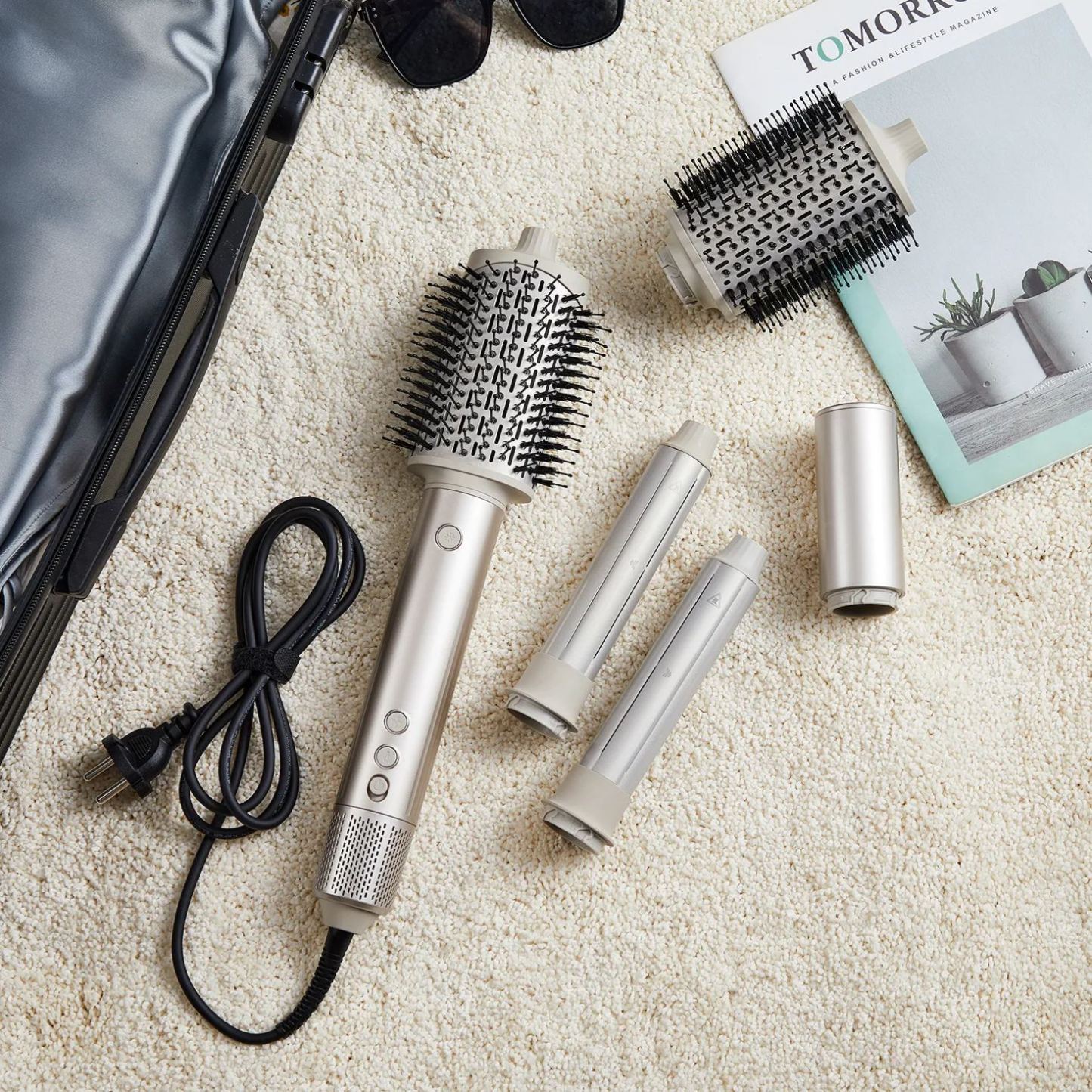 SaharaCurl RQ30 | Automatic 5-in-1 Hot Air Styler with Curling Iron | 110,000 RPM Fast Drying | Frizz-Free Curls & Volume