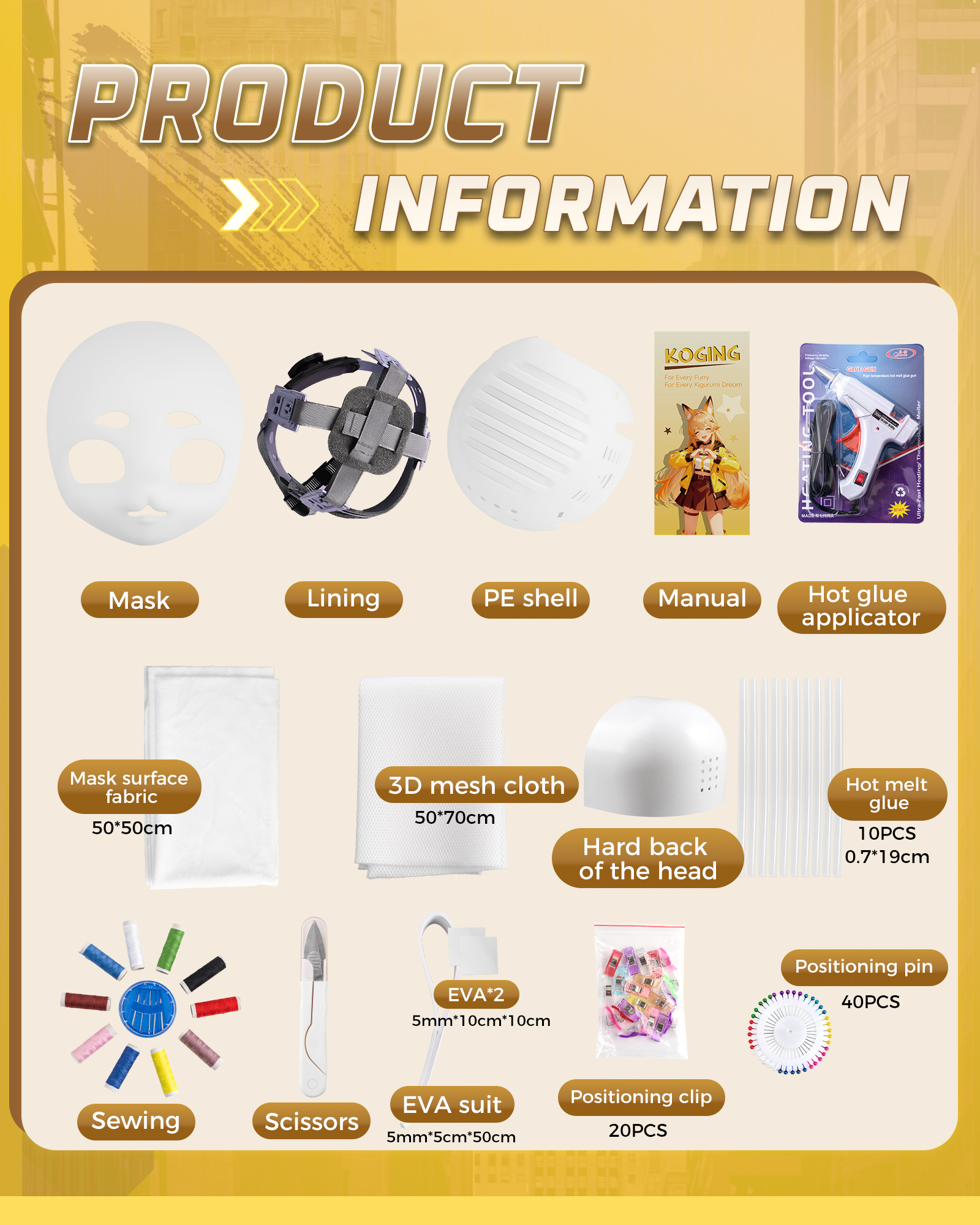 Kig Head Fursuit Head Material Package Kit