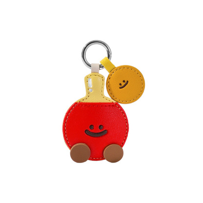 High-End Leather Badminton Table Tennis Car Keychain Cartoon Cute School Bag Pendant Pendant Small Gift 