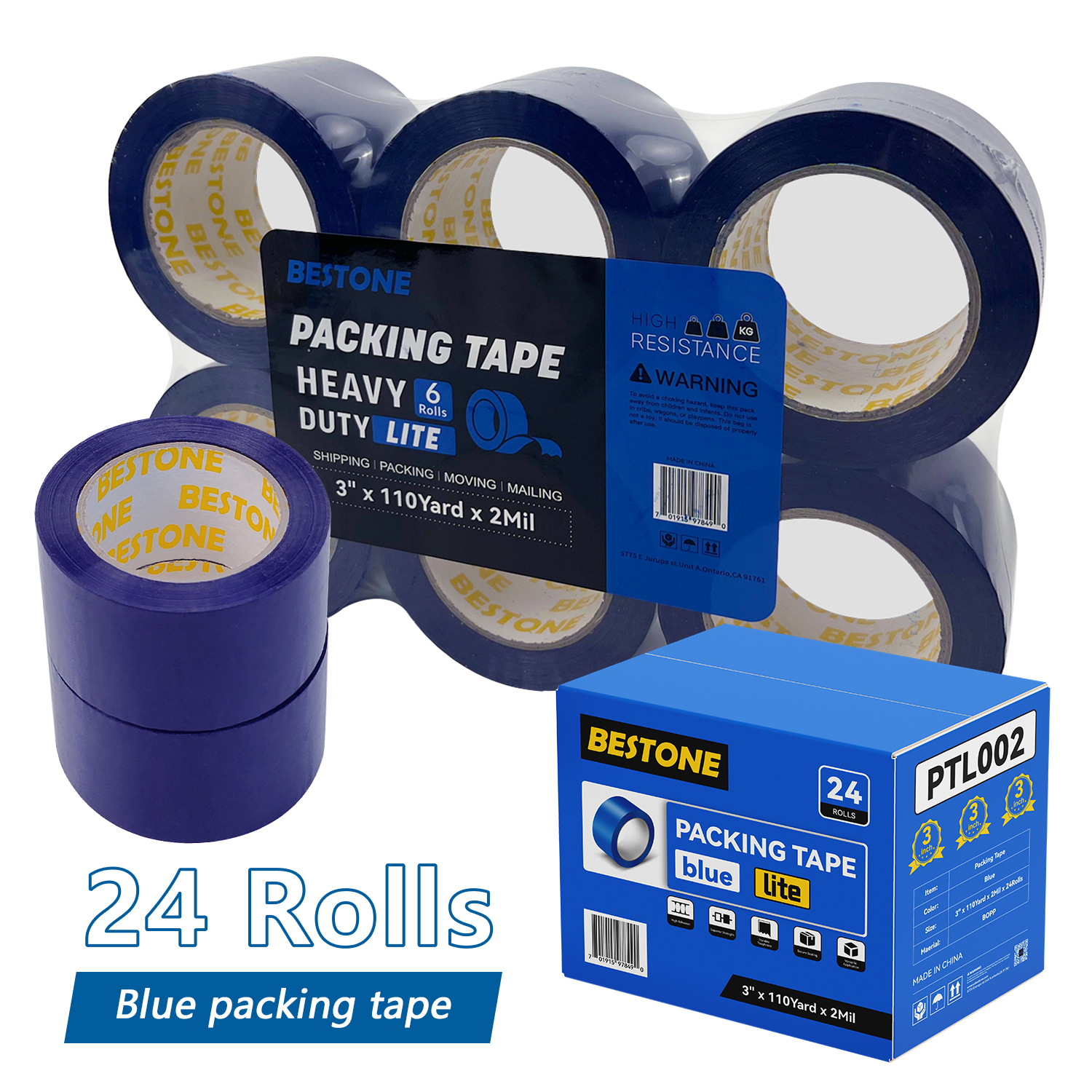 BESTONE®Tape 3inx110Yx2Mil Dark Blue-usbestone