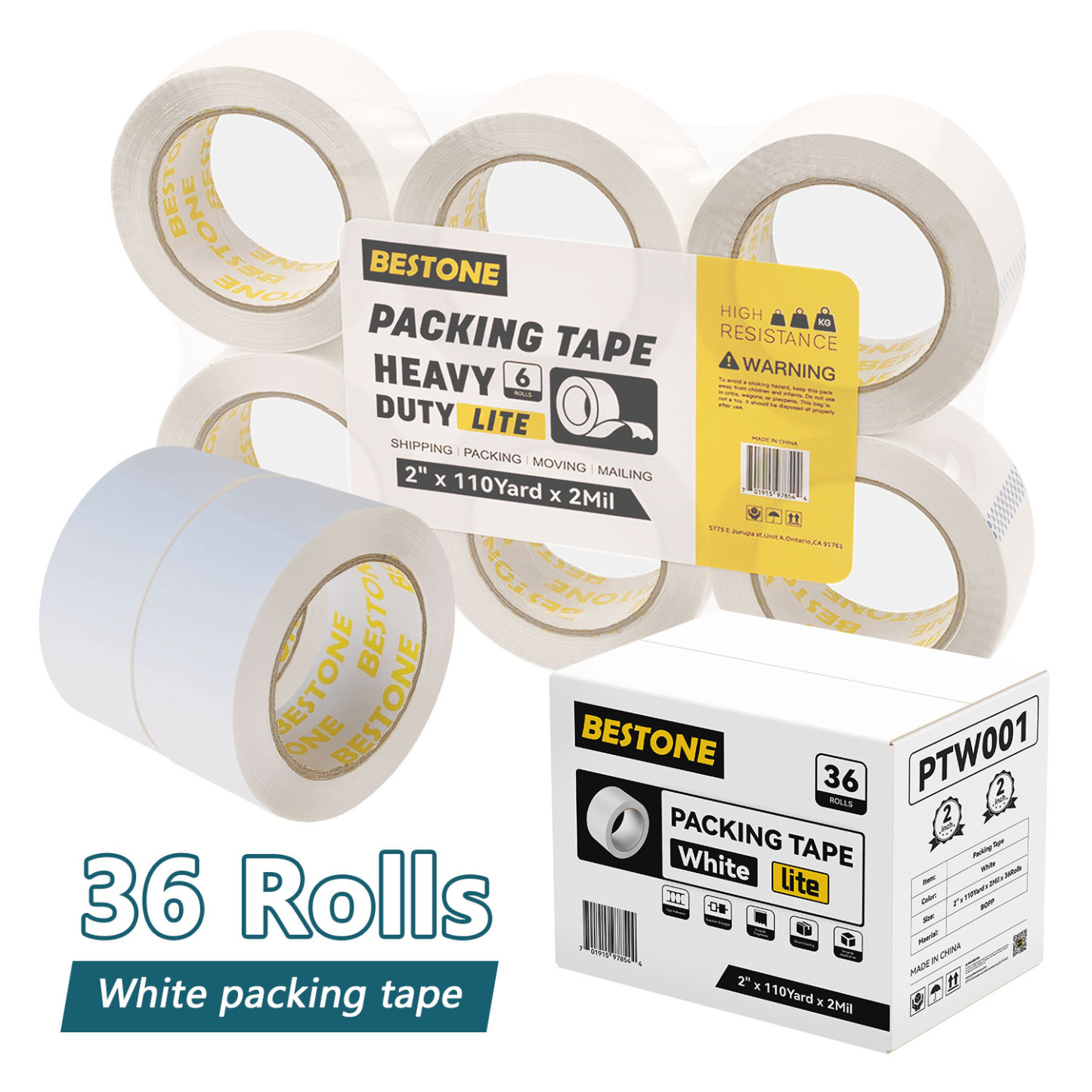 BESTONE®Tape 2"x110Yardx2Mil White-usbestone
