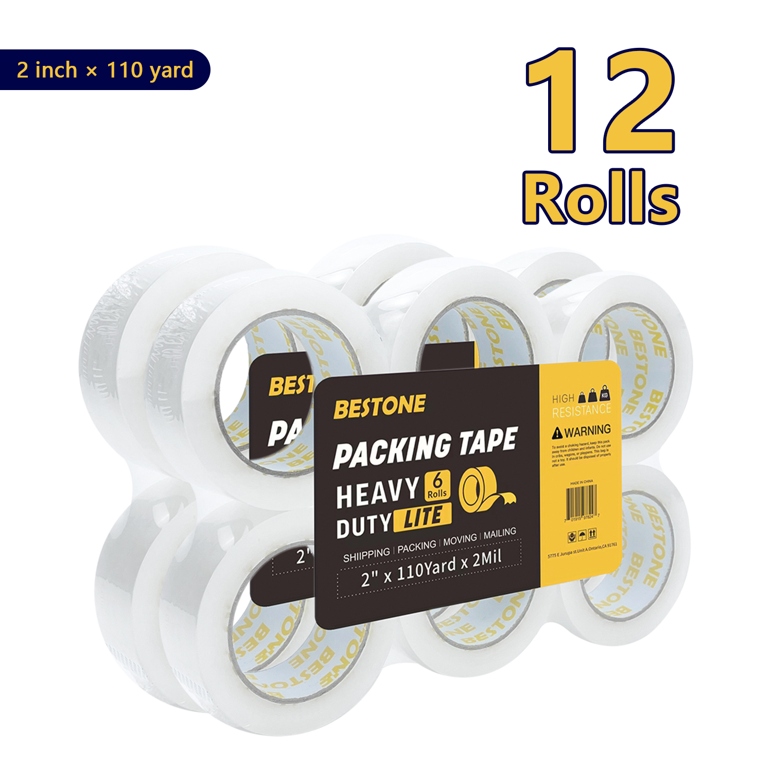 BESTONE®Tape 2"x110Yardx2Mil Clear-usbestone