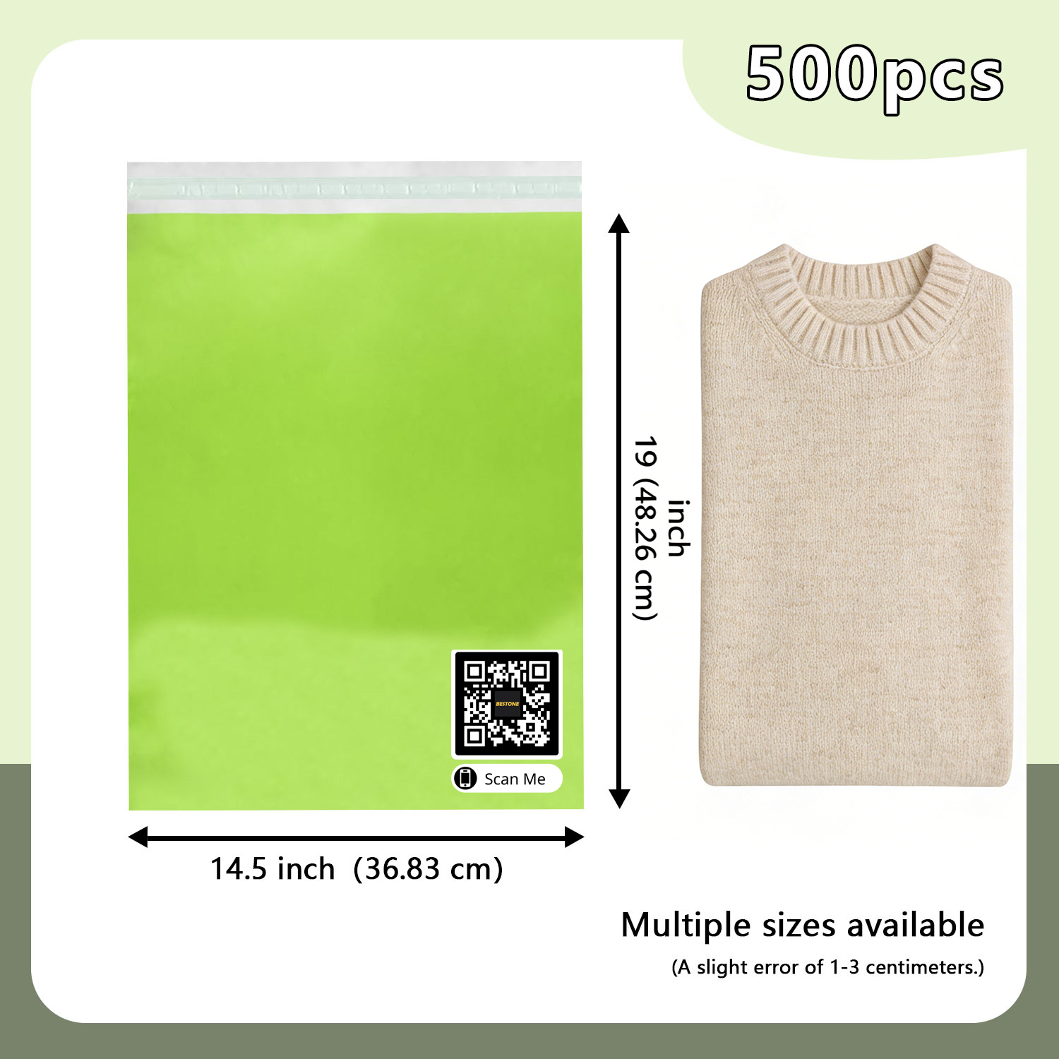 14.5" x 19" Poly Mailers - 500 PCS Bulk Pack - Self-Sealing Shipping Envelopes-BESTONE®