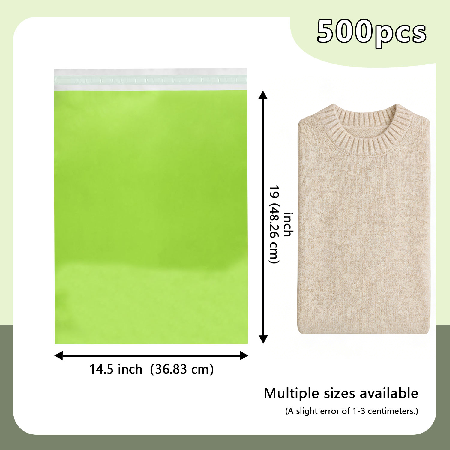 14.5" x 19" Poly Mailers - 500 PCS Bulk Pack - Self-Sealing Shipping Envelopes