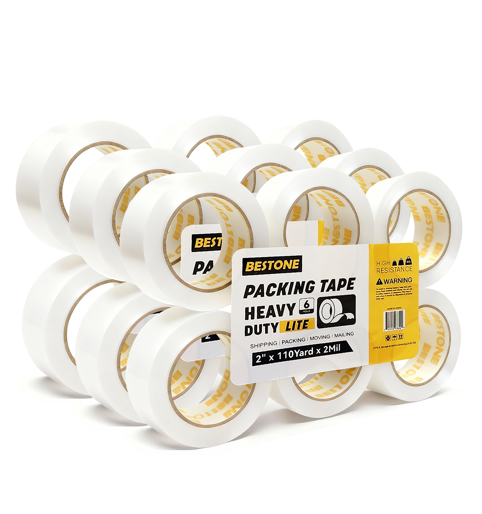 2" x 110 Yard x 2 Mil 36 Rolls White Packing Tape-BESTONE®