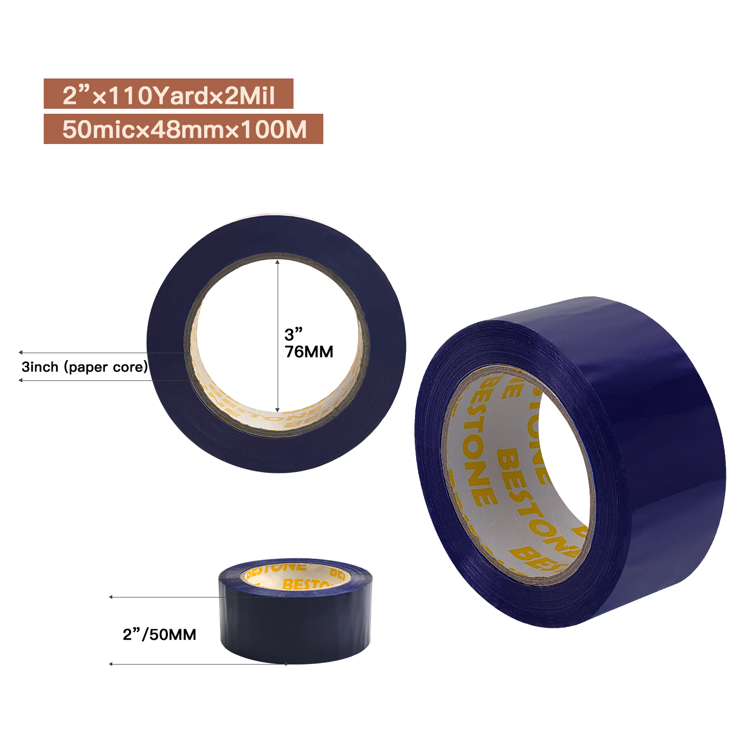 BESTONE®Tape 2inx110Yx2Mil Dark Blue-usbestone