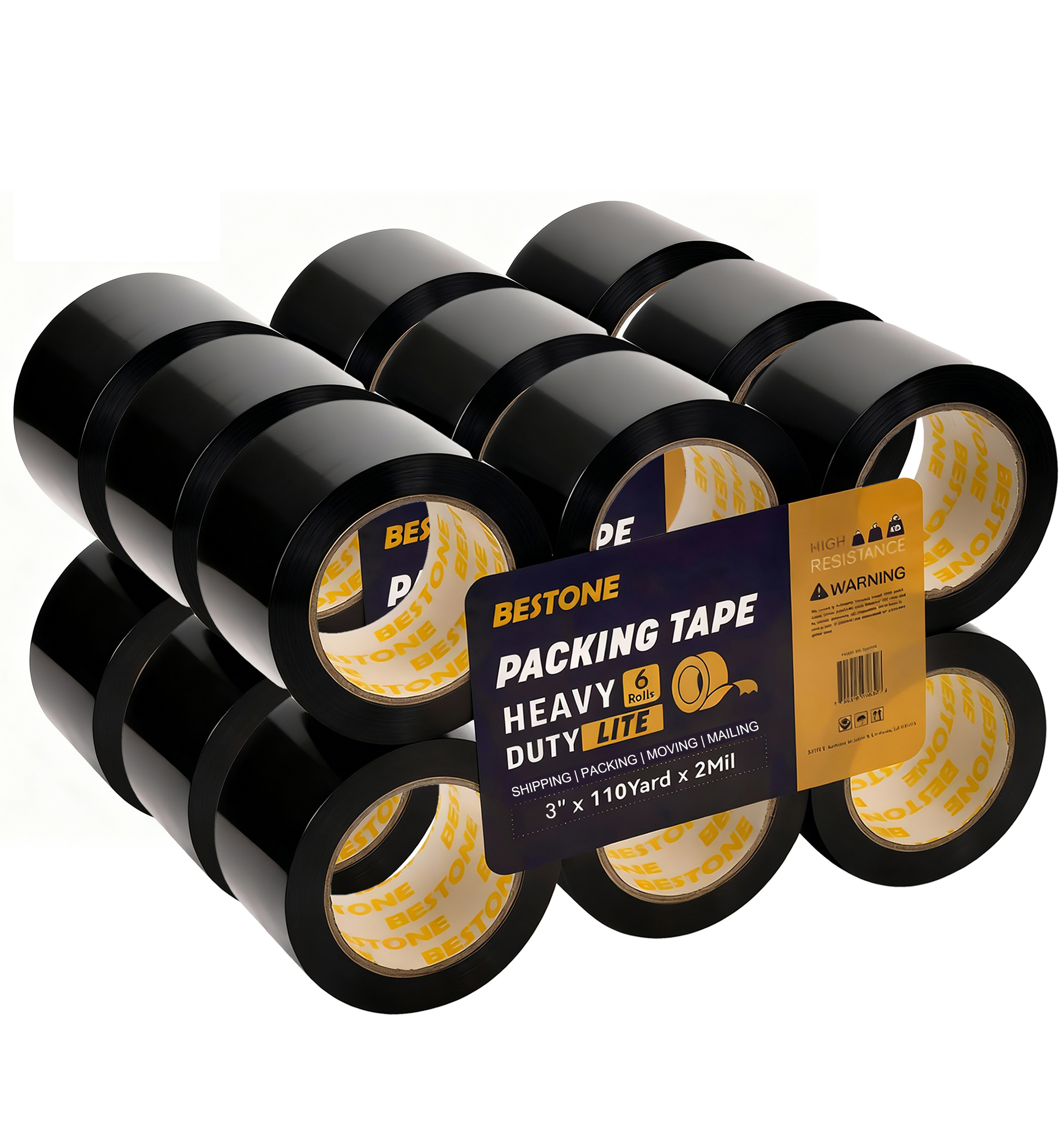 3" x 110 Yard x 2 Mil 24 Rolls Black Packing Tape-BESTONE®