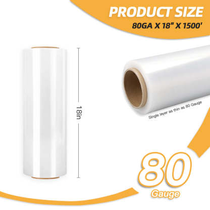 80 GA x 18" x 1500' Heavy-Duty Hand Stretch Film-BESTONE®