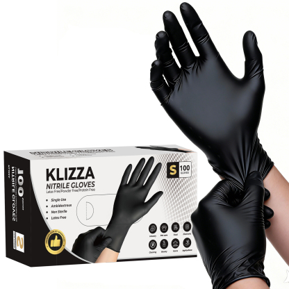 Black Nitrile Gloves - 100 Count per Box, Latex/Powder Free-BESTONE®