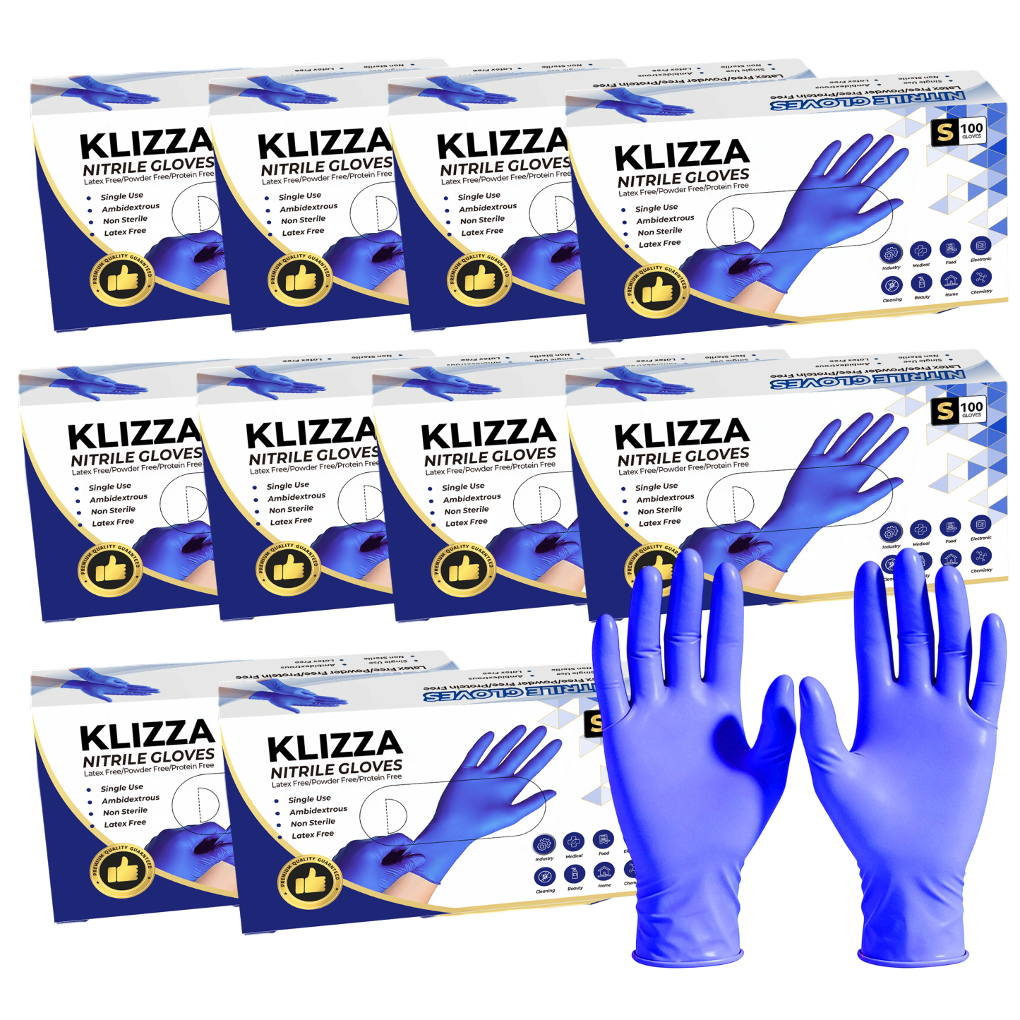Silky Blue Nitrile Gloves 100-Count Boxes, Heavy Duty Multi-Use