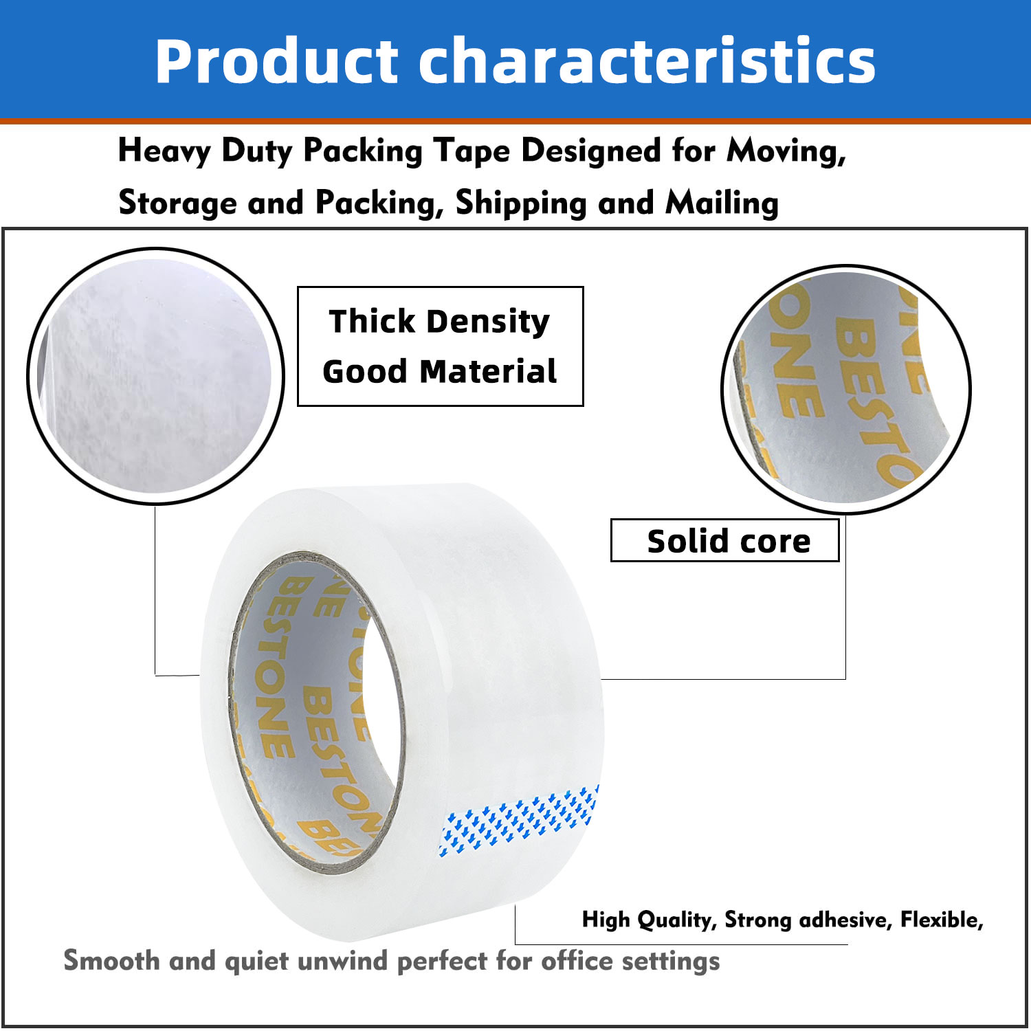 2" x 110 Yard x 2 Mil 36 Rolls Clear Packing Tape -BESTONE®