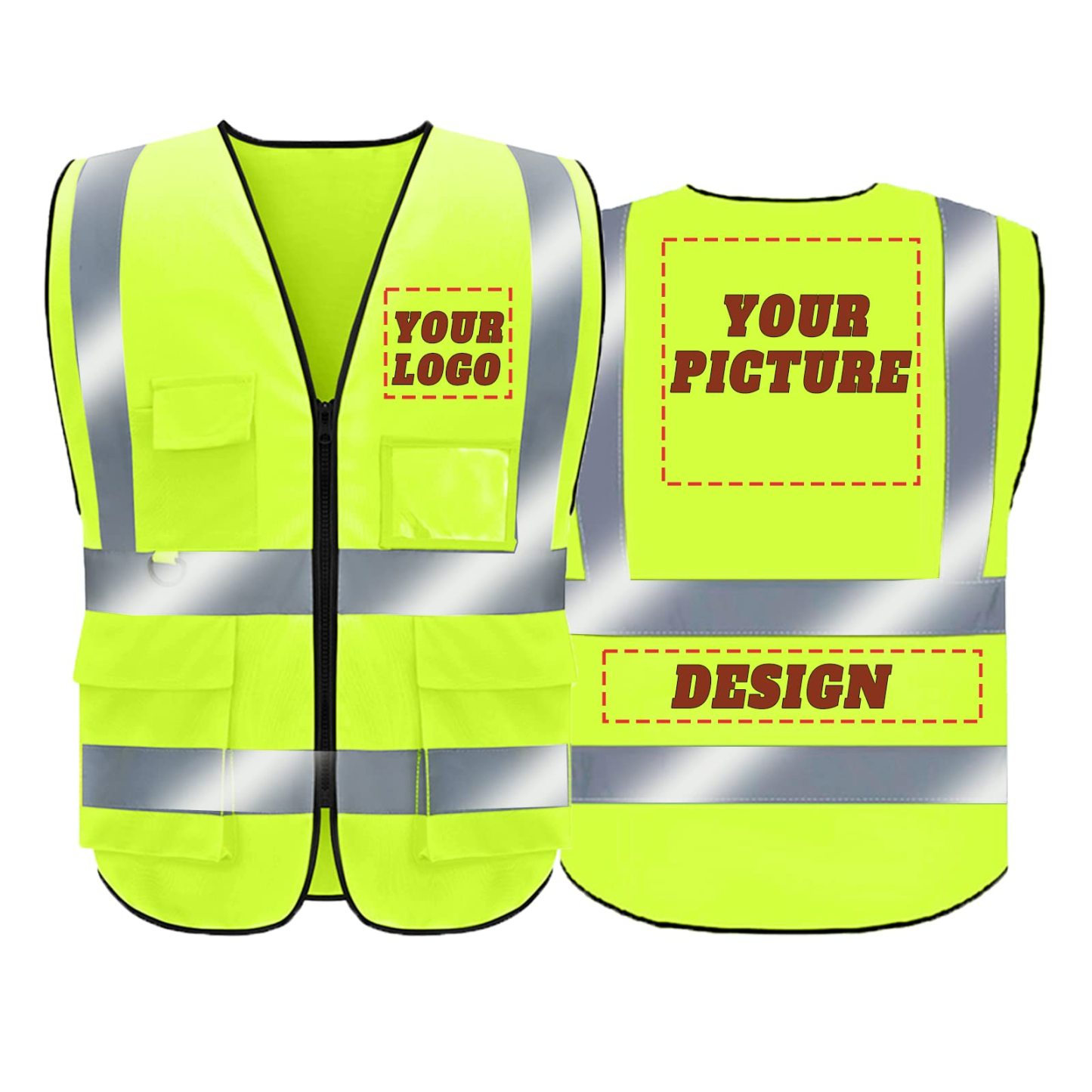 10PCS High-Visibility Class 2 Safety Vest - Unisex, ANSI Compliant, 6 Pockets | Reflective Work Vest-BESTONE®