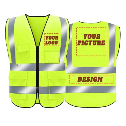 10PCS High-Visibility Class 2 Safety Vest - Unisex, ANSI Compliant, 6 Pockets | Reflective Work Vest-BESTONE®