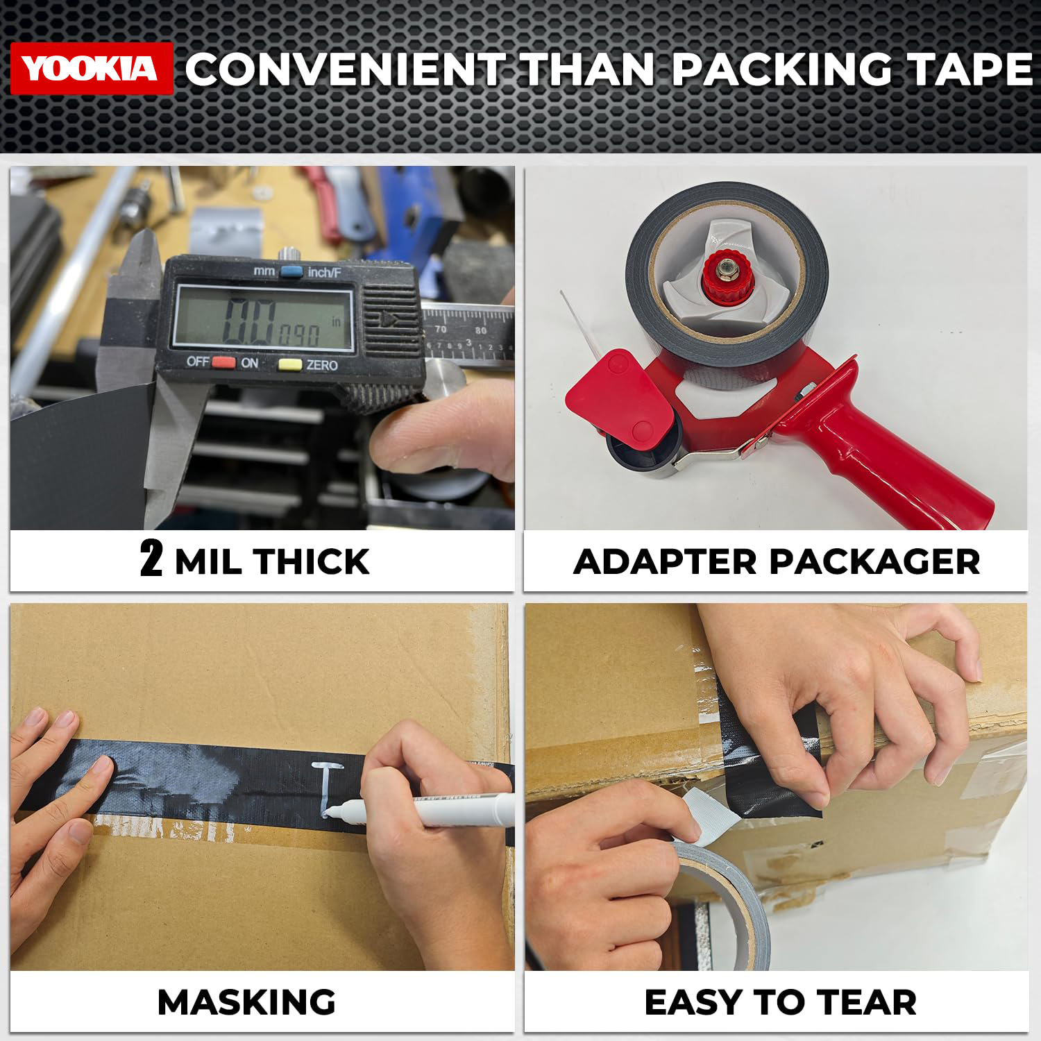 2" x 110 Yard x 2 Mil 36 Rolls Black Packing Tape-BESTONE®