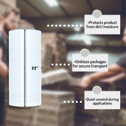 80 GA x 22" x 5000' Mechanical Stretch Film - PSBM Biodegradable Industrial Strength Pallet Wrap (1 Roll/Case)-BESTONE®