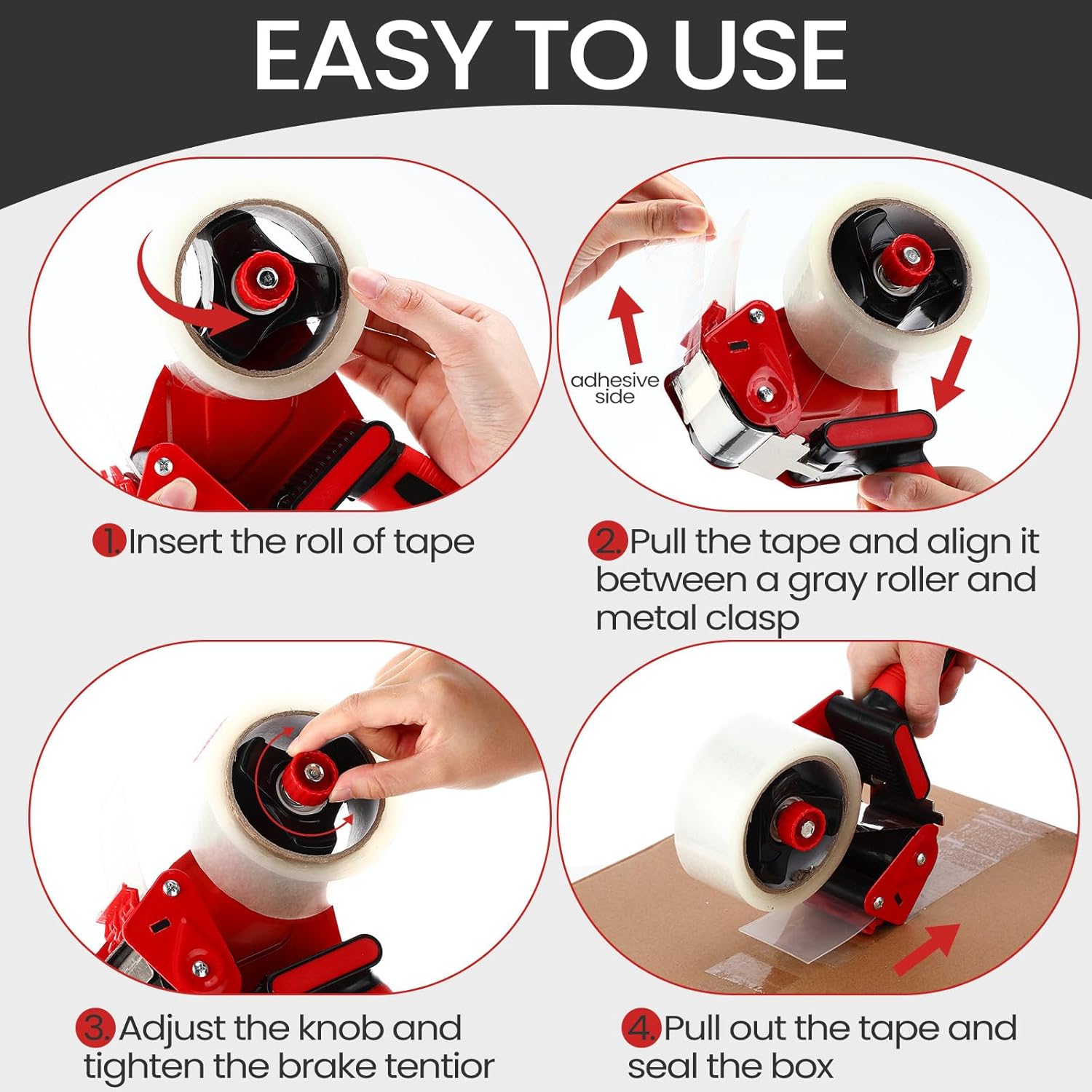 2" Light-Duty Packing Tape Dispenser Gun (Red) – Handheld Sealing Tool for Shipping, Moving & Box Sealing-BESTONE®