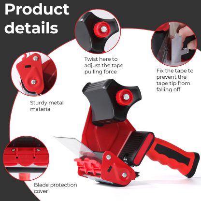 2" Light-Duty Packing Tape Dispenser Gun (Red) – Handheld Sealing Tool for Shipping, Moving & Box Sealing-BESTONE®