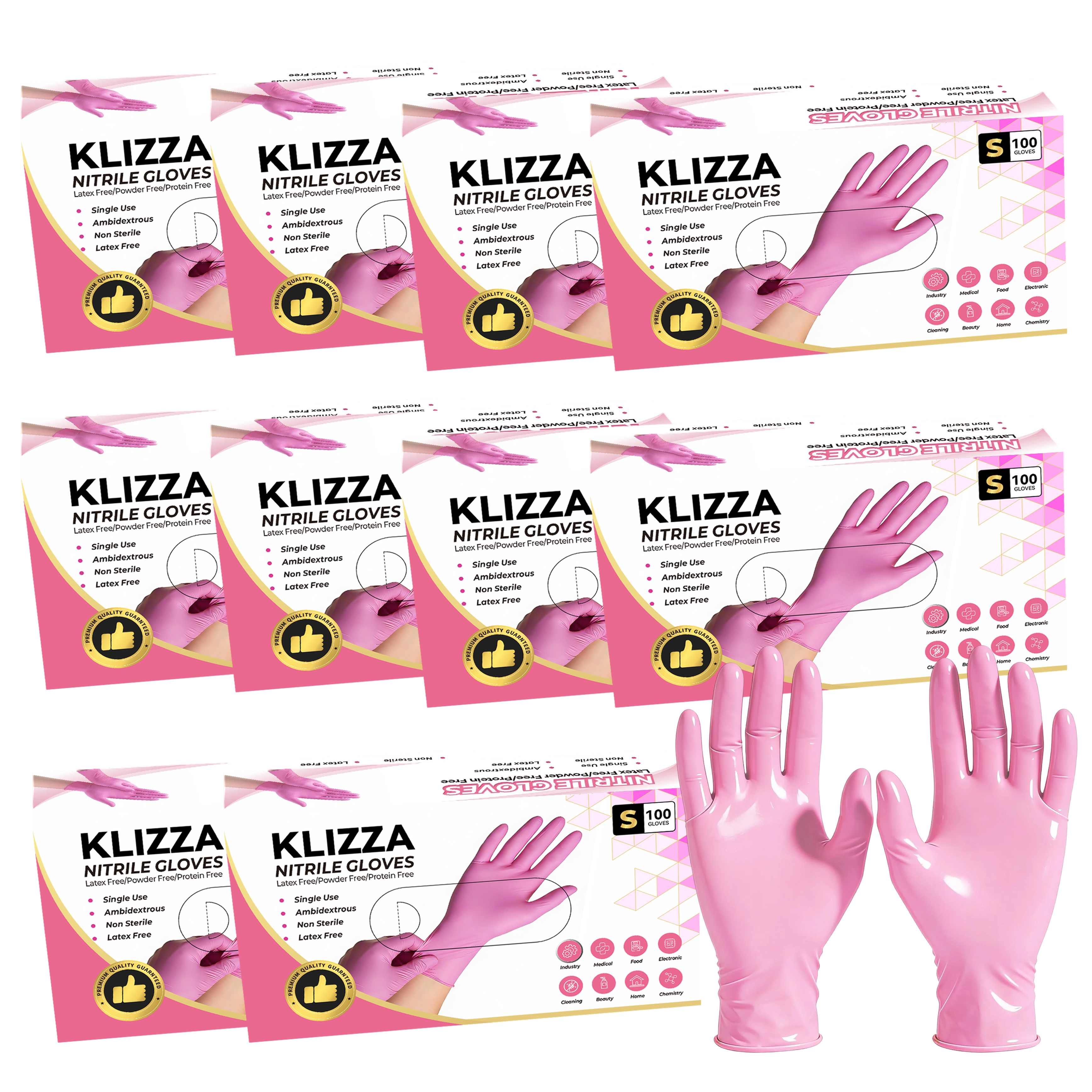 1000 Total Pink Nitrile Gloves - Food Safe Disposable Gloves