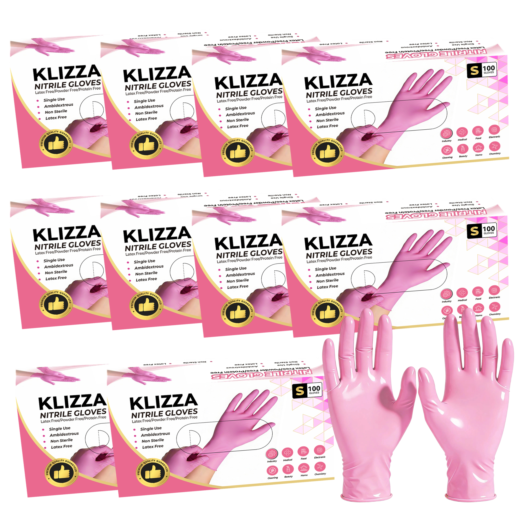 1000 Total Pink Nitrile Gloves - Food Safe Disposable Gloves