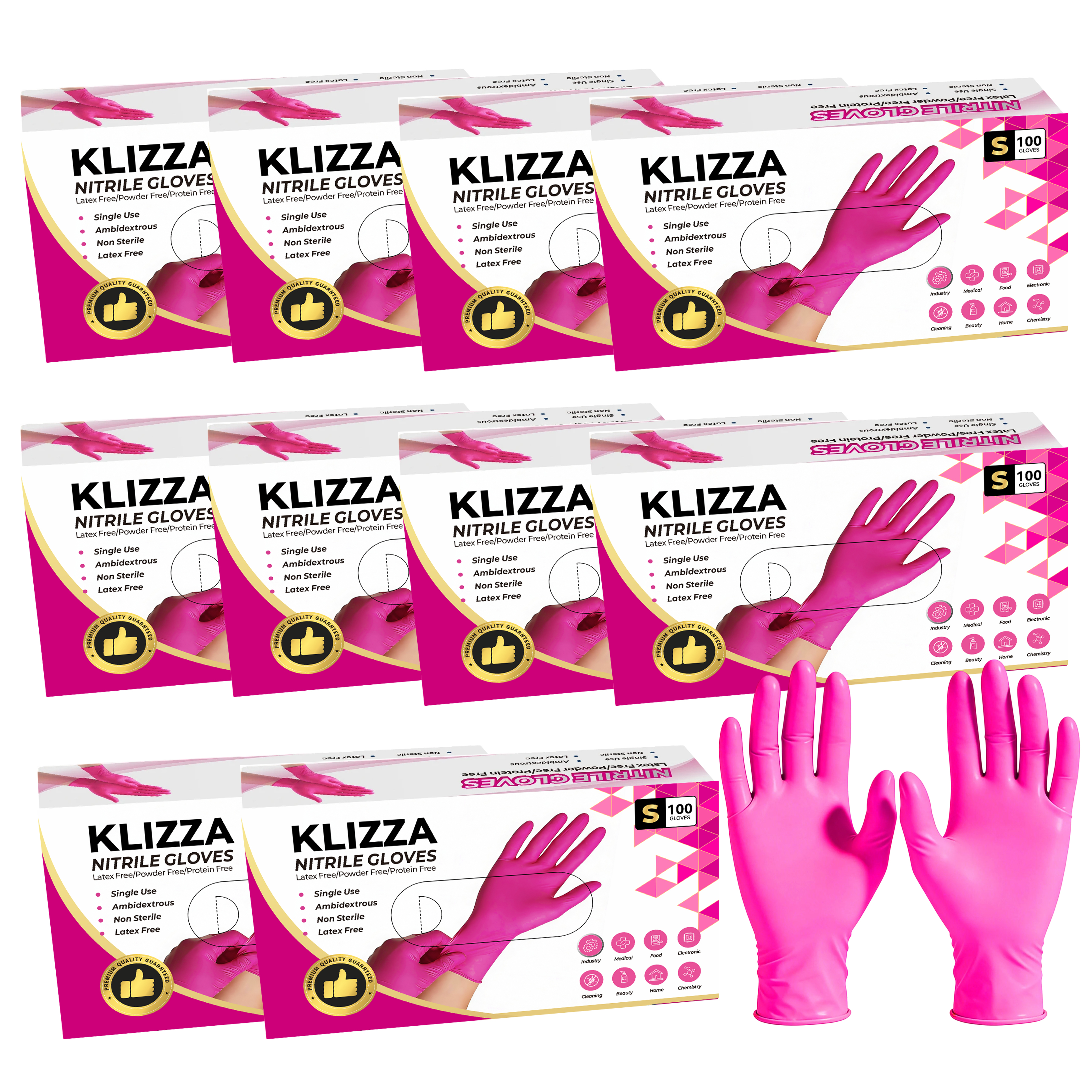 Magenta Nitrile Gloves 100-Count Boxes, Multi-Use
