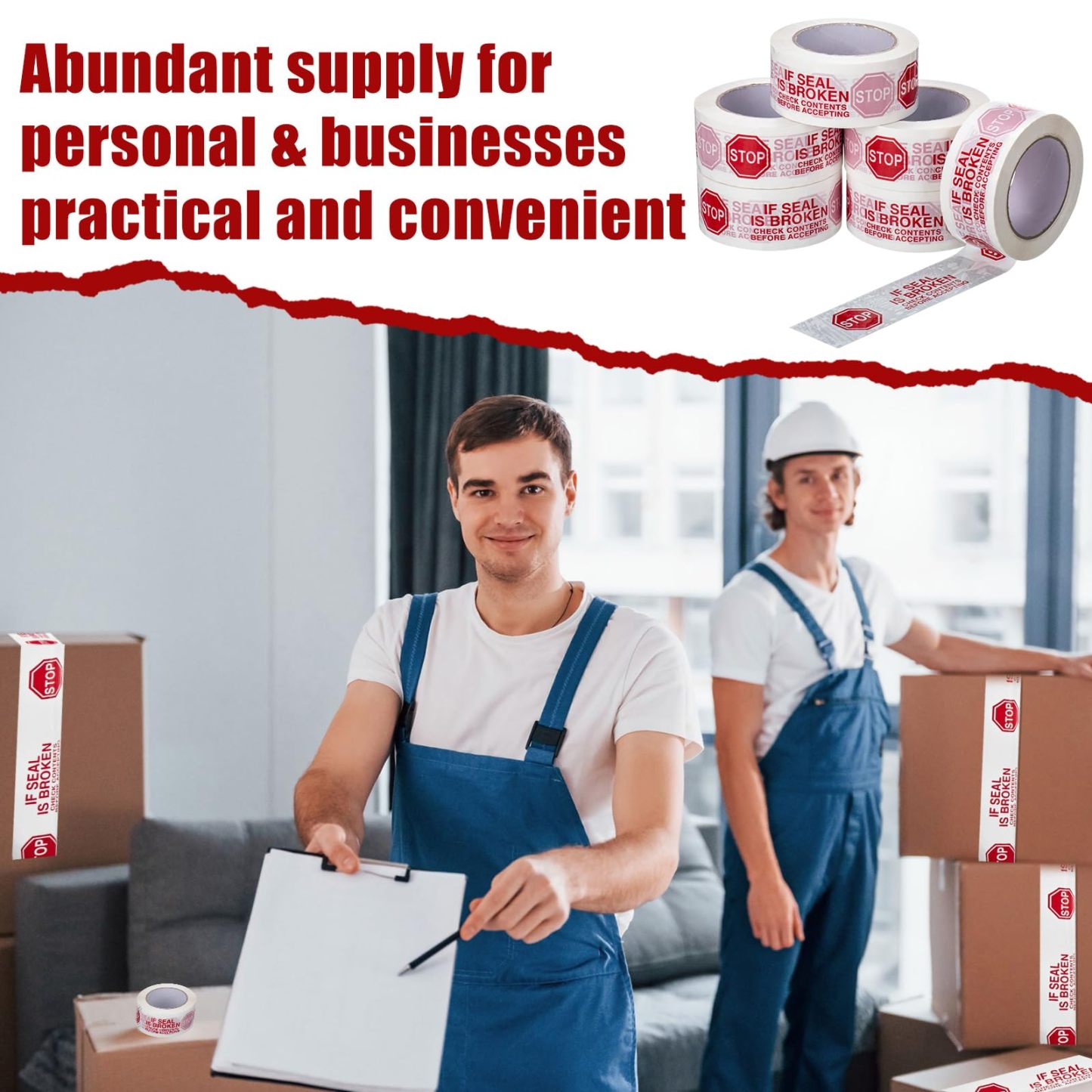 2" x 110 Yard x 2 Mil Red STOP Pre-Printed Carton Sealing Tape-BESTONE®