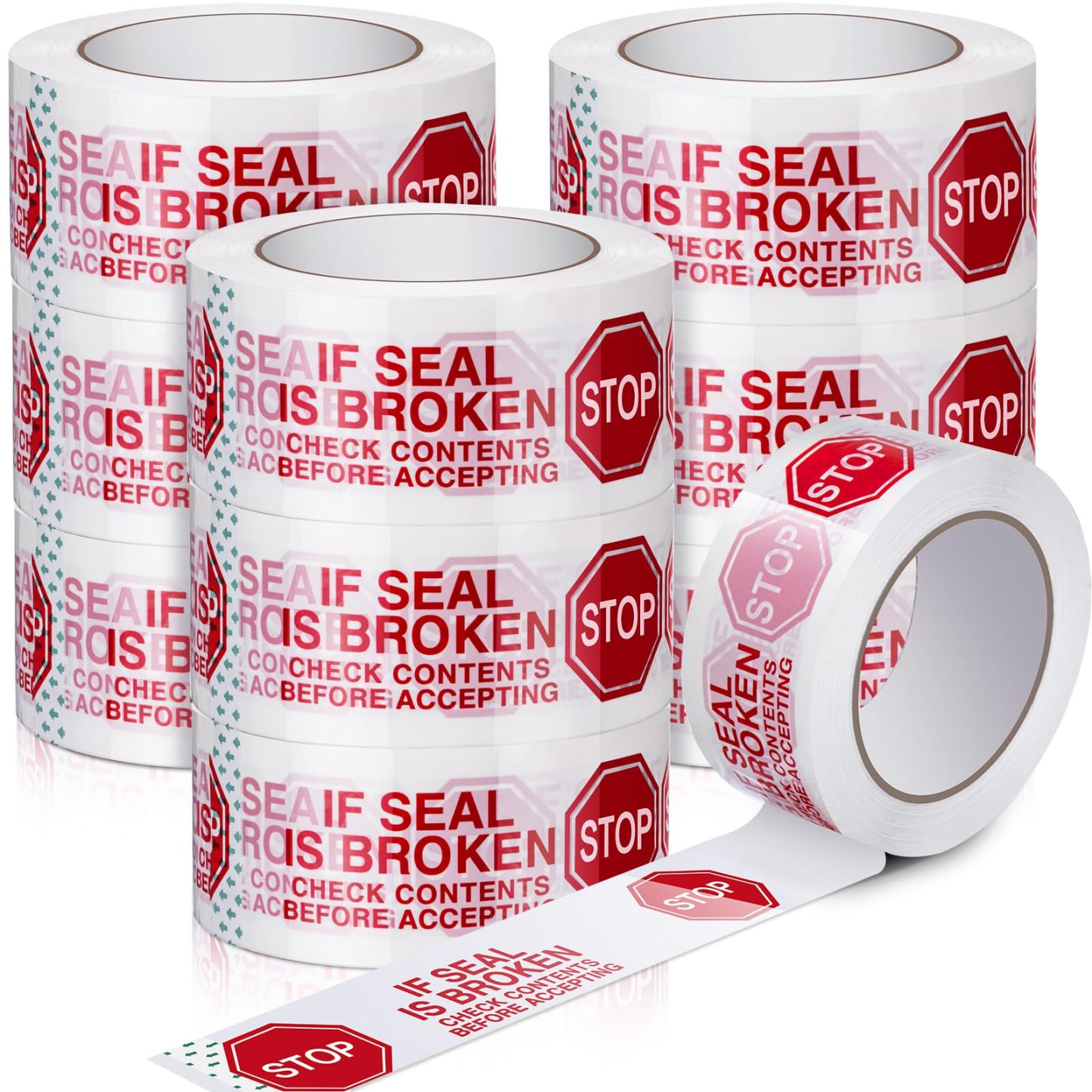 2" x 110 Yard x 2 Mil Red STOP Pre-Printed Carton Sealing Tape-BESTONE®