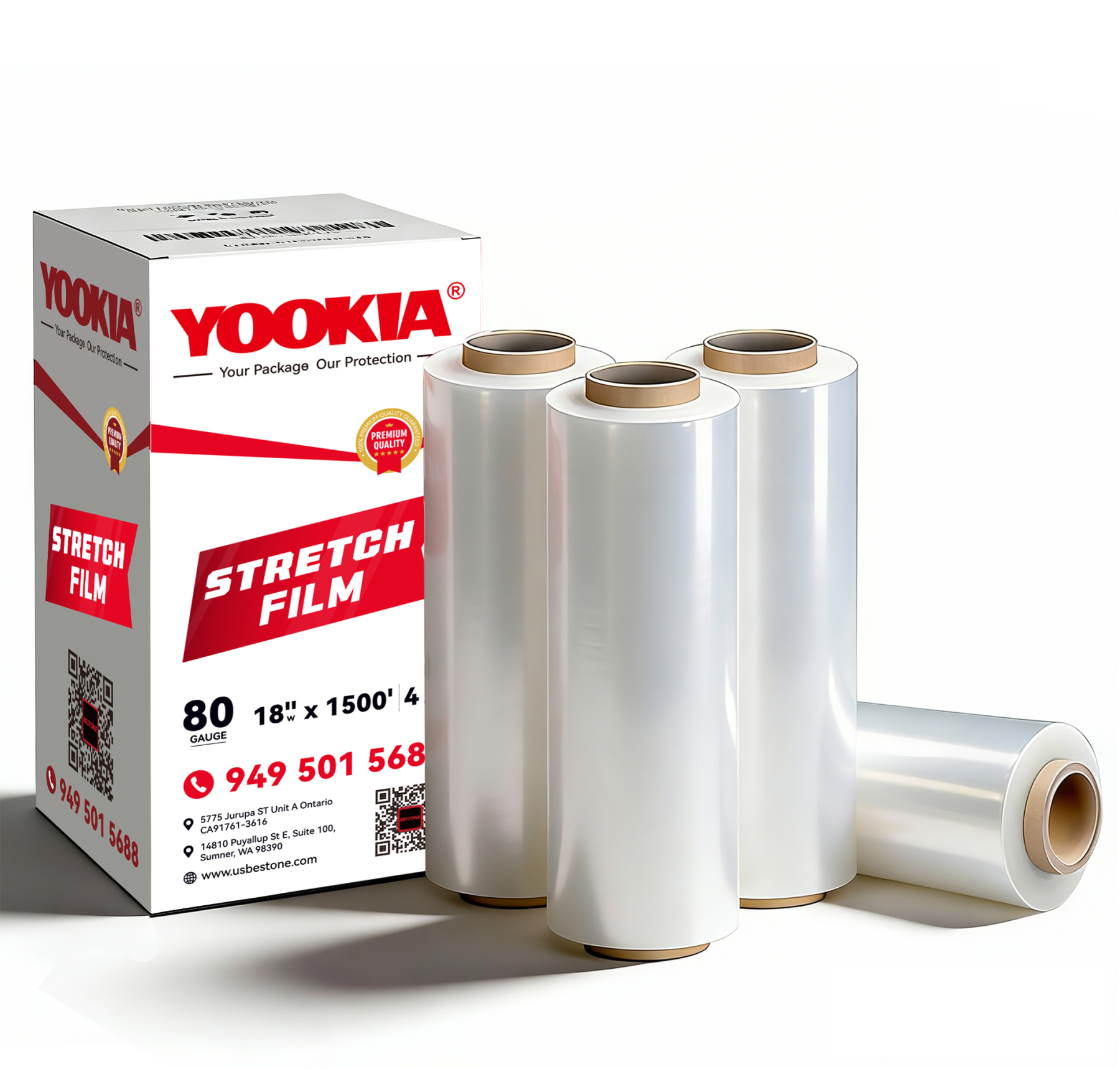 80 GA x 18" x 1500' Heavy-Duty Hand Stretch Film