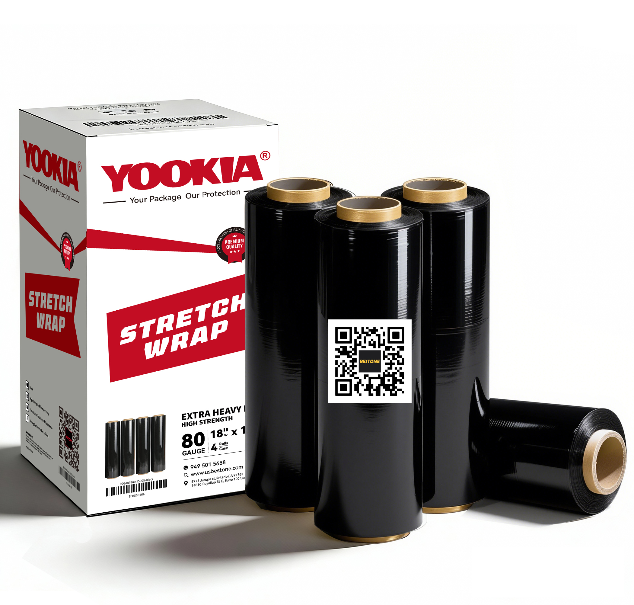 80 GA x 18" x 1500' Stretch Film-BESTONE®