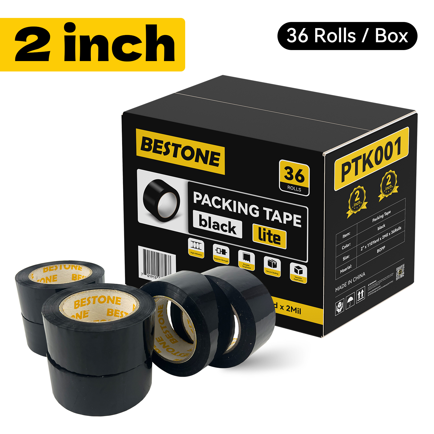 BESTONE®Tape 2"x110Yardx2Mil Black-usbestone
